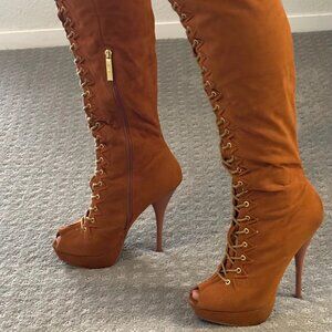 Women's Riseup Lace-Up High Heel Long Boot
